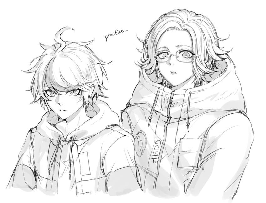 aotsuki eito and sumino takumi (the hundred line -last defense academy-) drawn by butteredtttoast