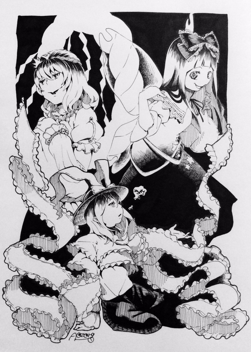 yasaka kanako, nagae iku, and star sapphire (touhou) drawn by aozora_taf