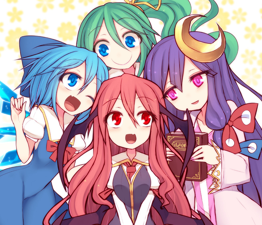 cirno, patchouli knowledge, koakuma, and daiyousei (touhou) drawn by kuresento