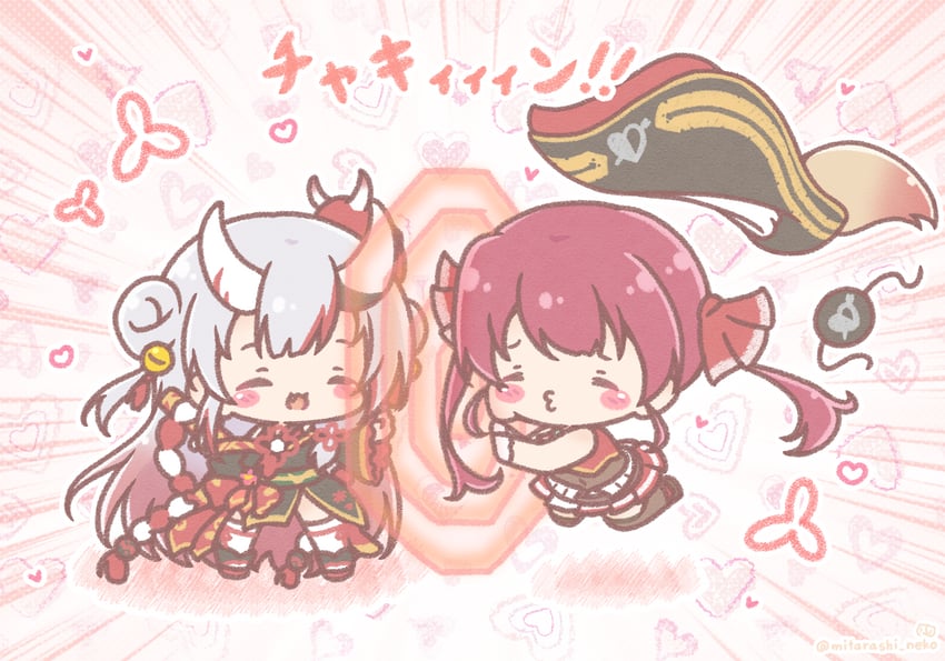 houshou marine and nakiri ayame (hololive) drawn by mitarashi_neko
