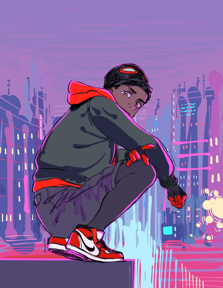 miles morales and spider-man (marvel and 3 more) drawn by bomhat
