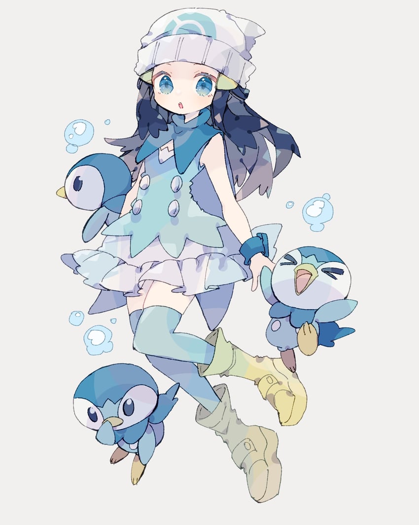 dawn and piplup (pokemon and 1 more) drawn by nikorashi-ka