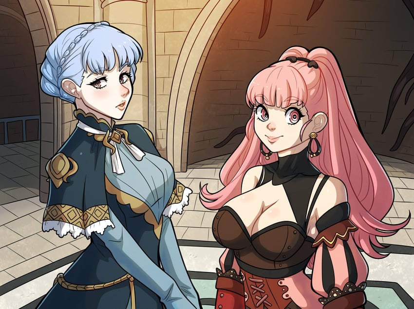 hilda valentine goneril and marianne von edmund (fire emblem and 2 more) drawn by kinkymation