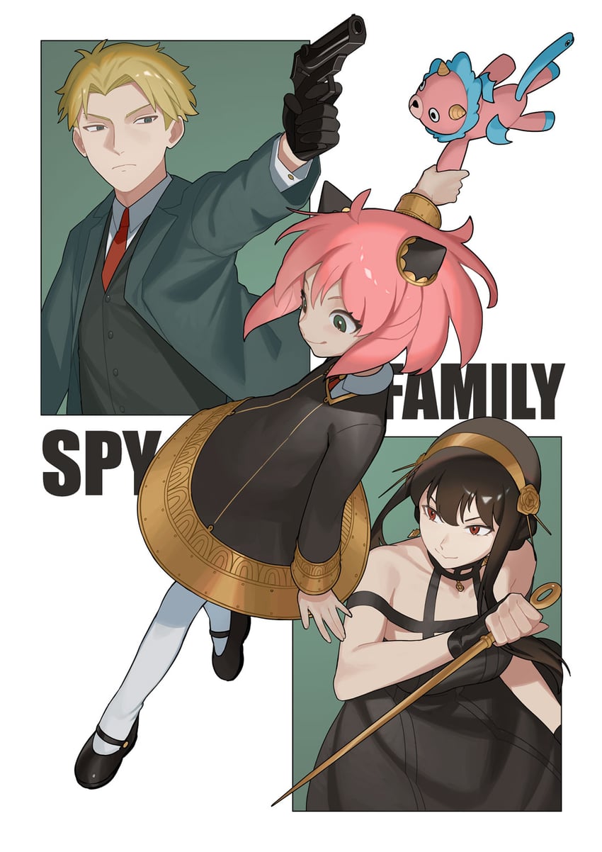 yor briar, anya, and twilight (spy x family) drawn by karassawa