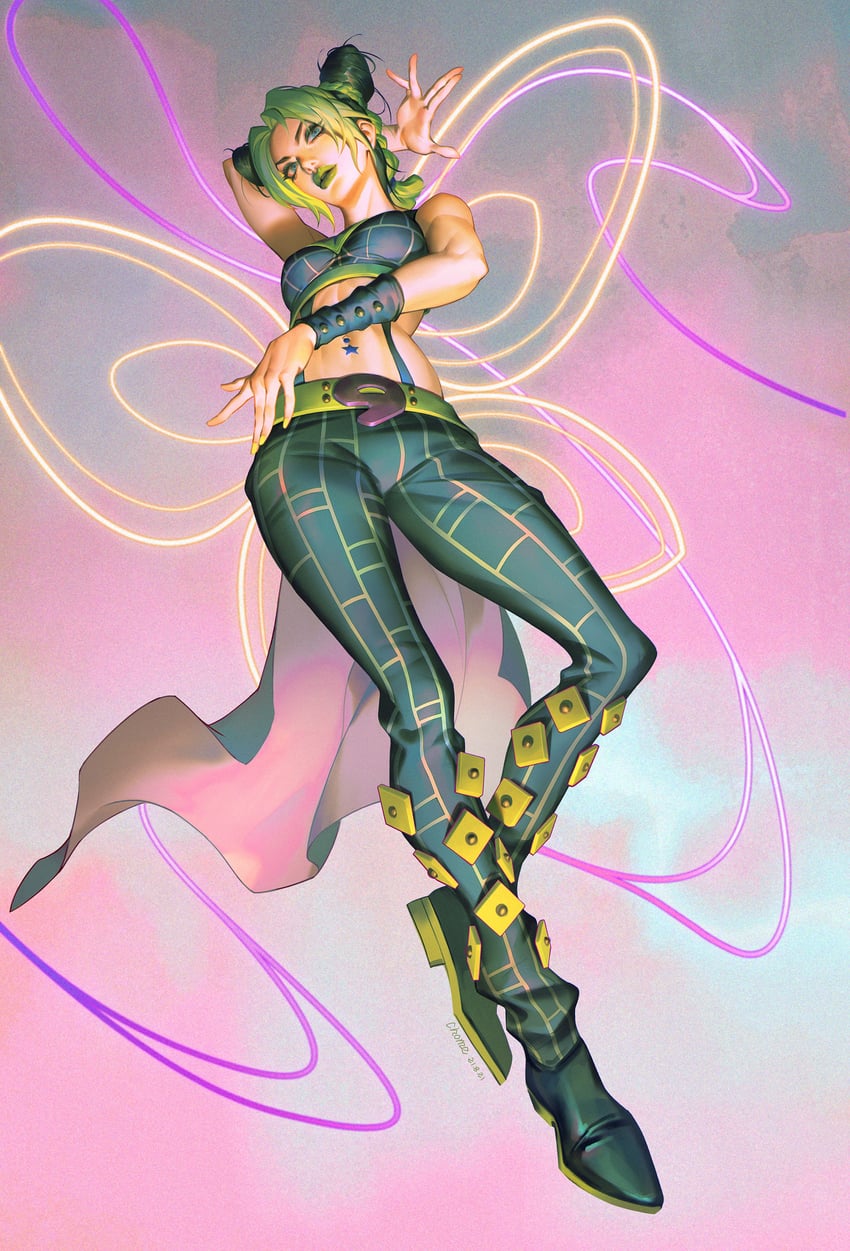 kujo jolyne (jojo no kimyou na bouken and 1 more) drawn by c_home