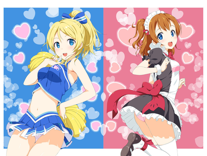ayase eli and kosaka honoka (love live! and 1 more) drawn by takayaki
