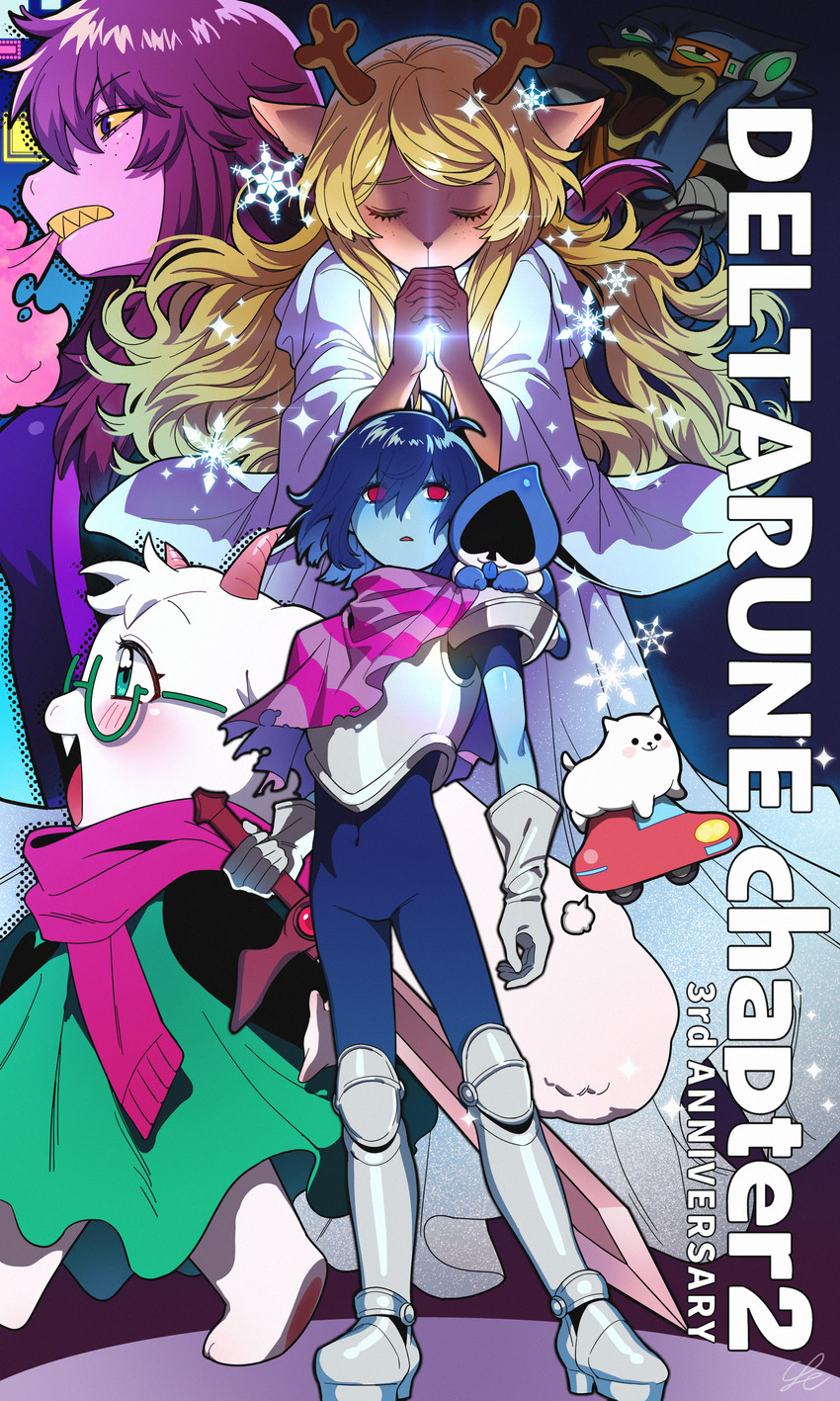 kris, ralsei, noelle holiday, susie, annoying dog, and 2 more (deltarune) drawn by se_(hanahide)