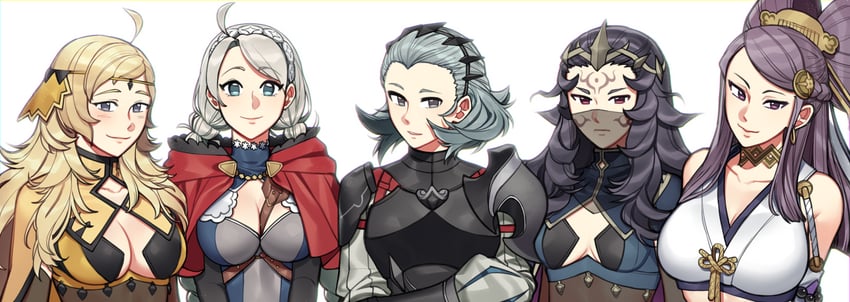 nina, ophelia, nyx, orochi, and sophie (fire emblem and 1 more) drawn by hiomaika