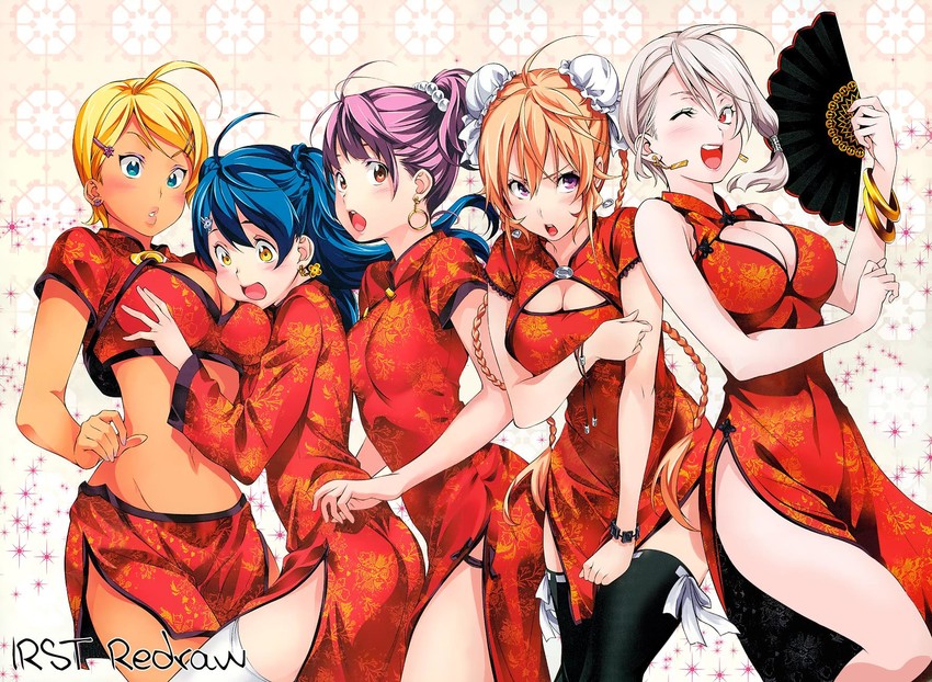 nakiri erina, nakiri alice, mito ikumi, arato hisako, and tadokoro megumi (shokugeki no souma) drawn by saeki_shun