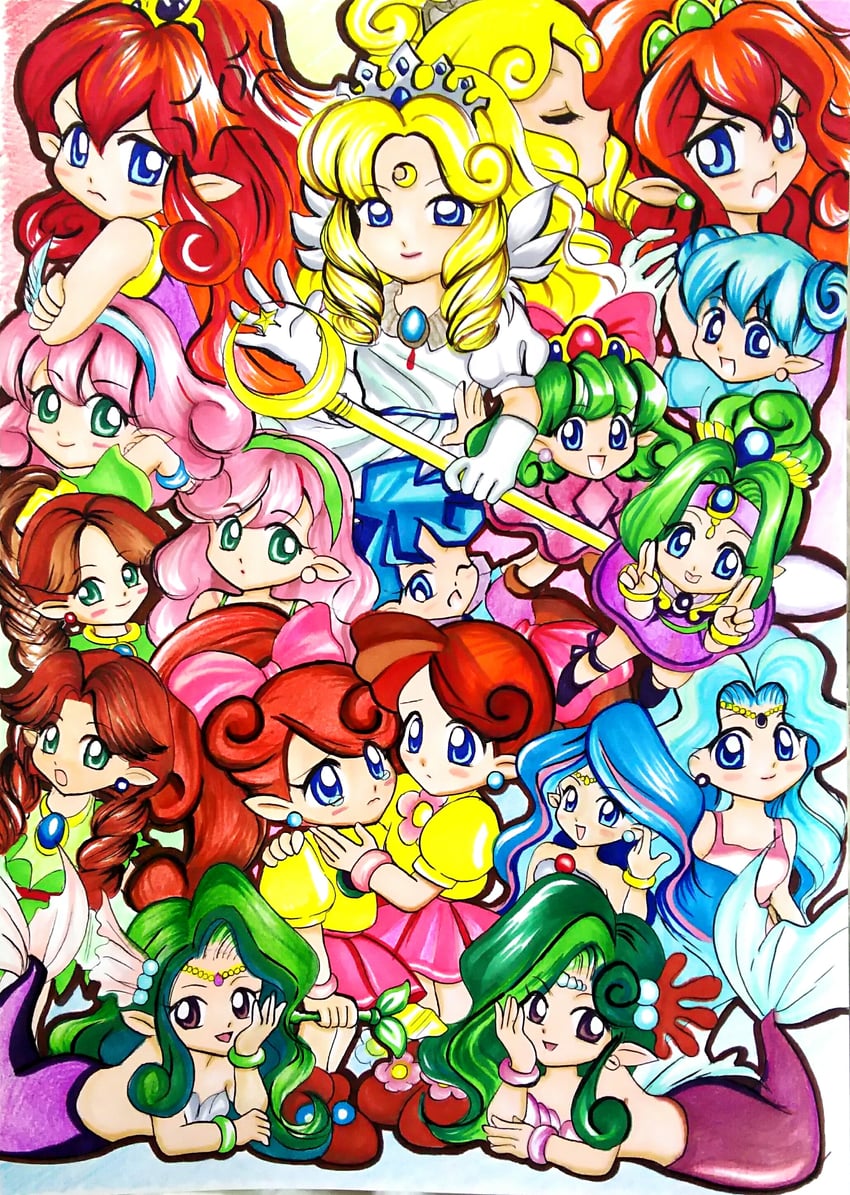 lip, windy, teana, flare, neris, and 2 more (panel de pon) drawn by respect-wiz-msm