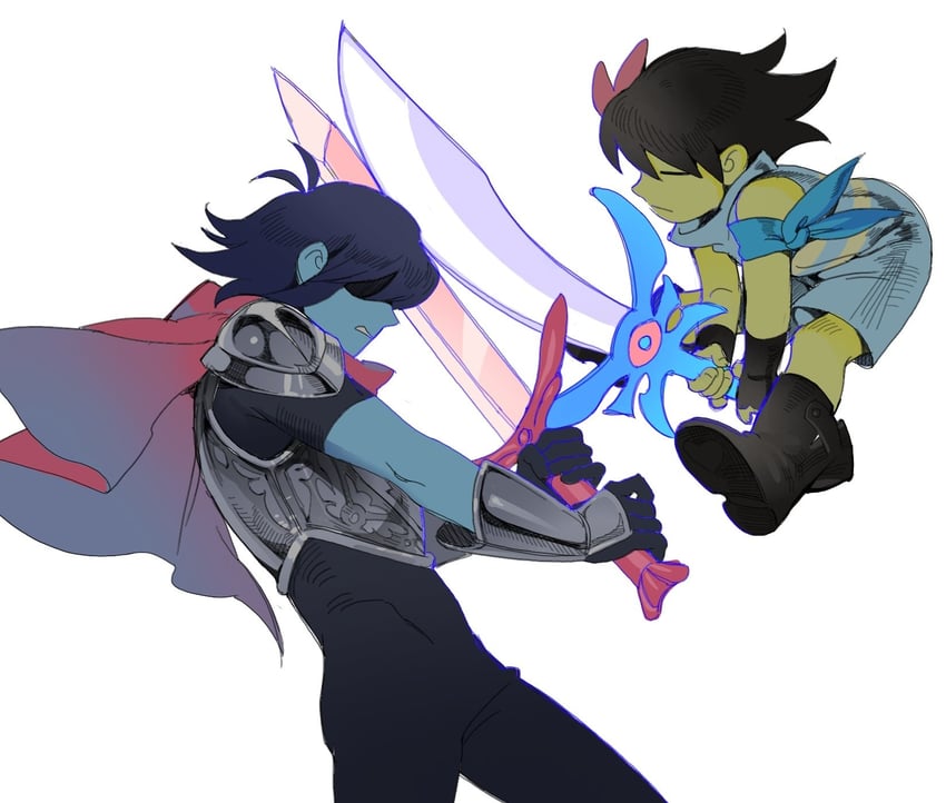 frisk and kris (undertale and 1 more) drawn by ttudolee