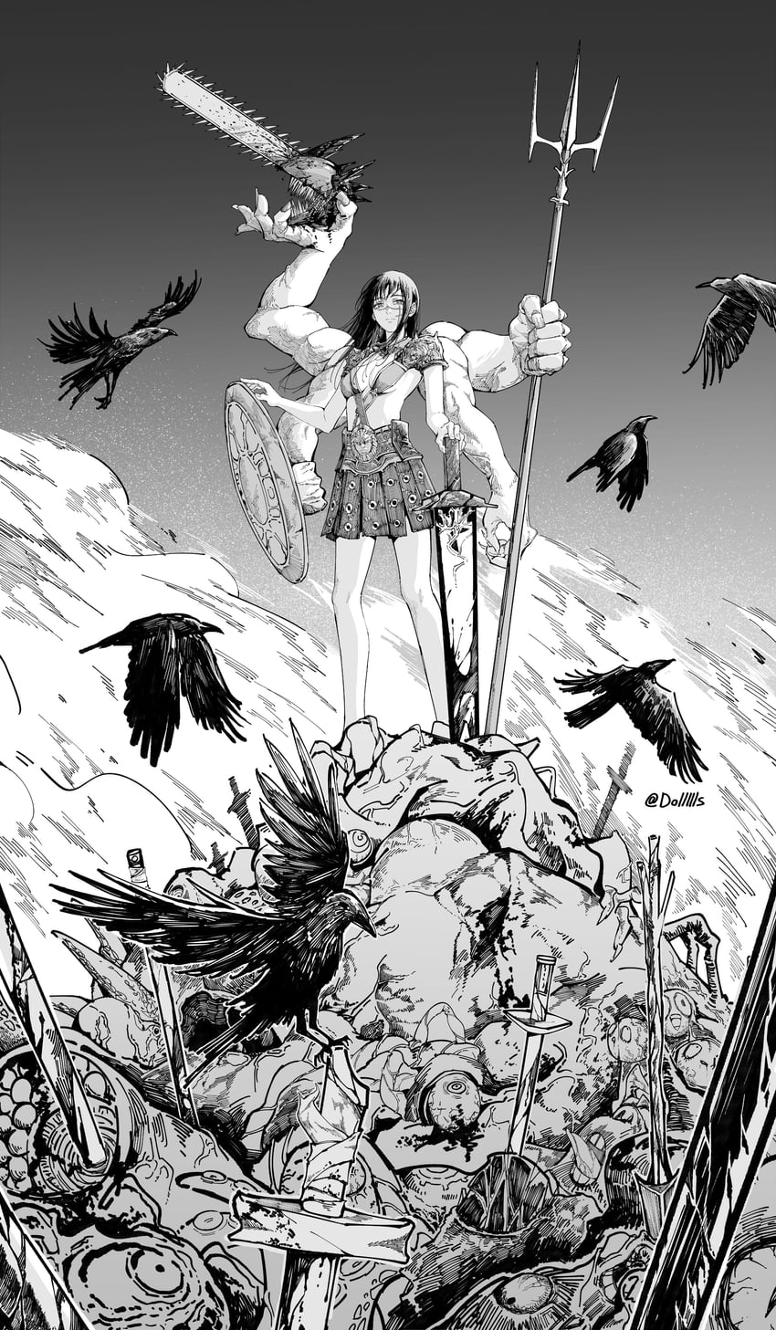 yoru and chainsaw devil (chainsaw man) drawn by dollllls2