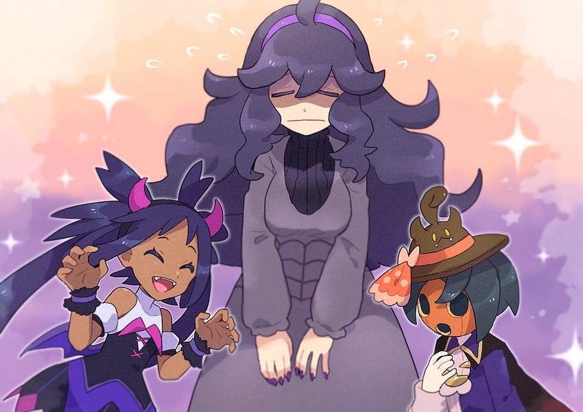 hex maniac, iris, and allister (pokemon and 2 more) drawn by chiimako