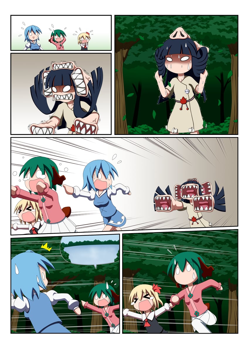 rumia, tatara kogasa, and kasodani kyouko (original and 1 more) drawn by rakugaki-biyori