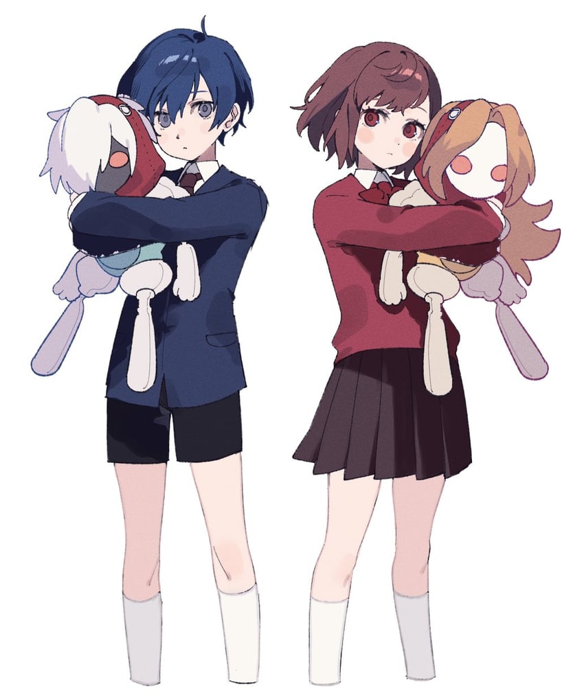 yuuki makoto, shiomi kotone, and orpheus (persona and 2 more) drawn by uxco0