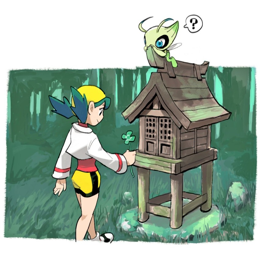 kris and celebi (pokemon and 1 more) drawn by kochi8i