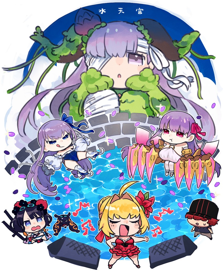 nero claudius, meltryllis, katsushika hokusai, passionlip, tokitarou, and 2 more (fate and 1 more) drawn by tetsu_(teppei)