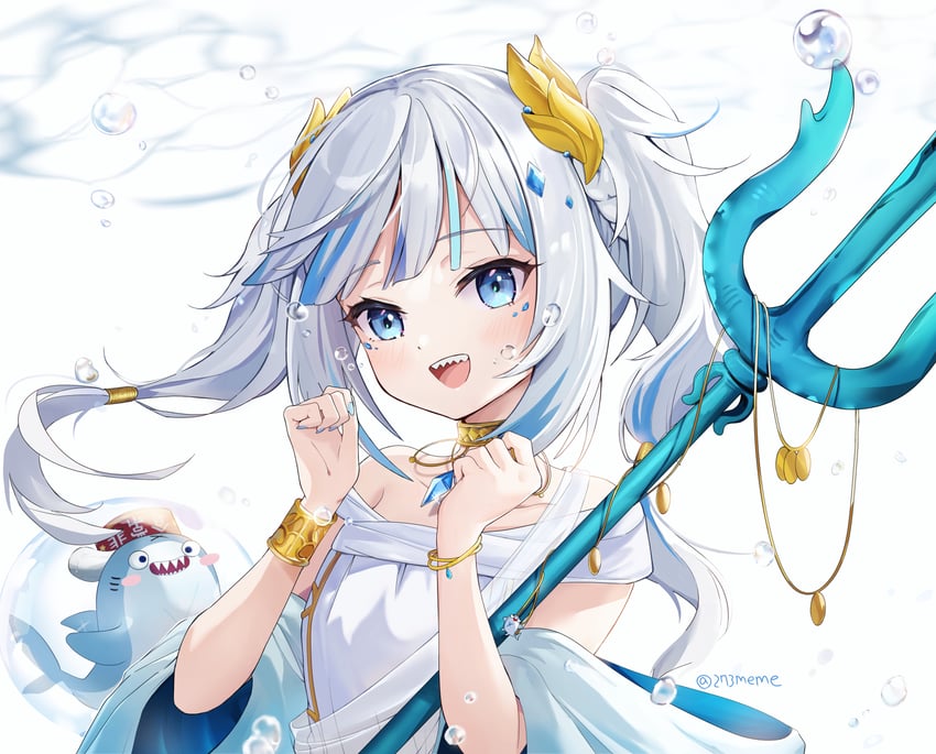 gawr gura and bloop (hololive and 1 more) drawn by jinami_(273_j2)