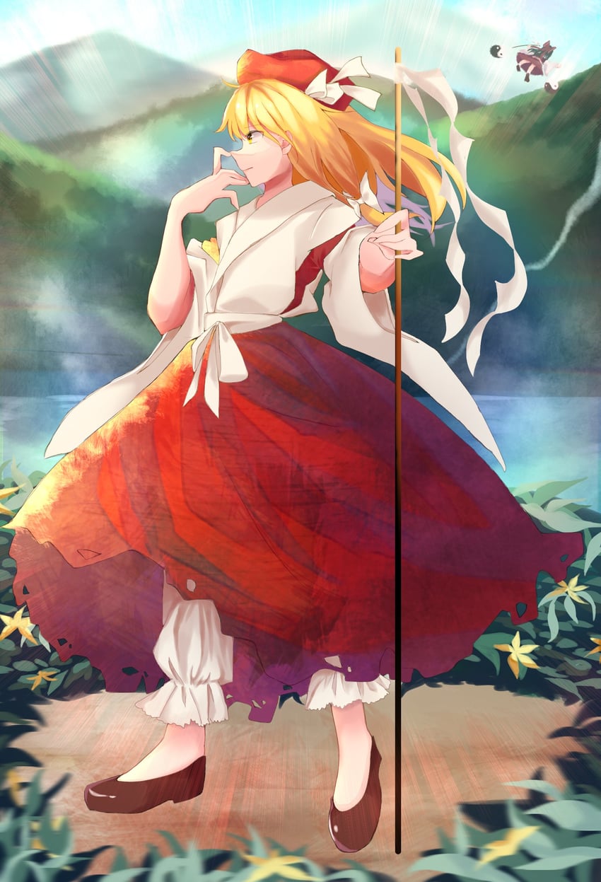 hakurei reimu and hourai girl (touhou and 1 more) drawn by yukine_0930
