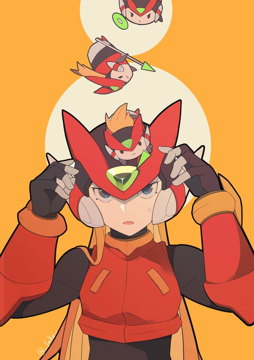 zero and zero(z) (mega man and 2 more) drawn by yinke