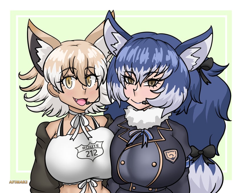 coyote and dire wolf (kemono friends and 1 more) drawn by afimaki