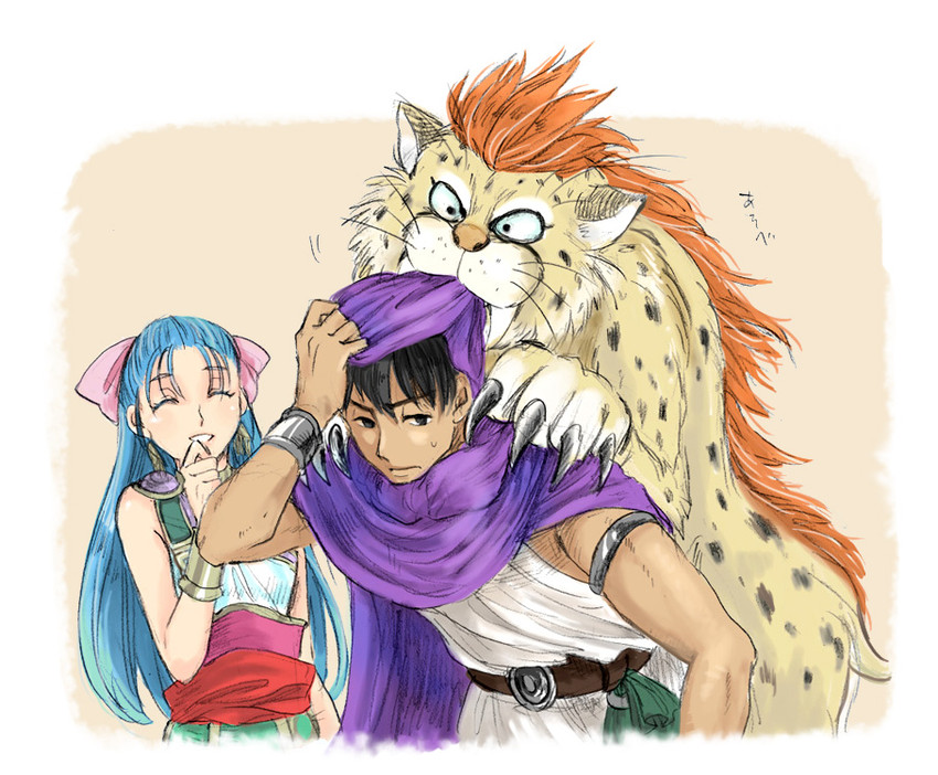 hero, flora, and borongo (dragon quest and 1 more) drawn by hisu