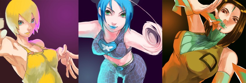 kujo jolyne, foo fighters, and ermes costello (jojo no kimyou na bouken and 1 more) drawn by iu