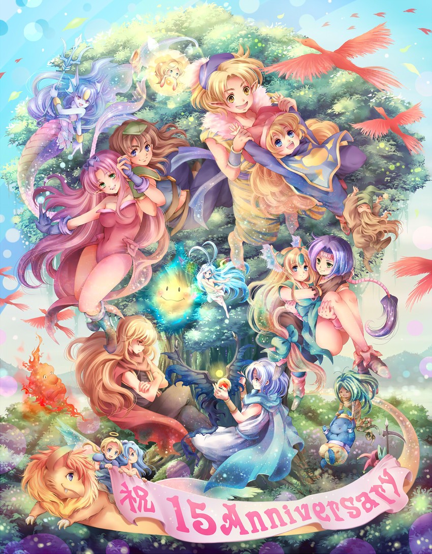 riesz, angela, charlotte, duran, hawkeye, and 16 more (seiken densetsu and 1 more) drawn by milan1000