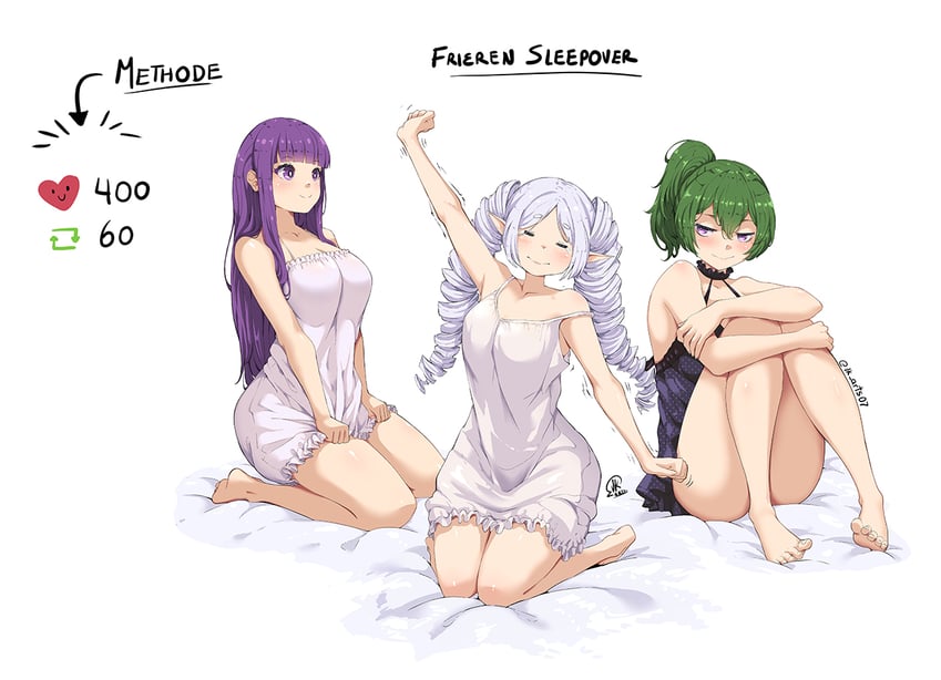 frieren, fern, and ubel (sousou no frieren) drawn by jk_arts