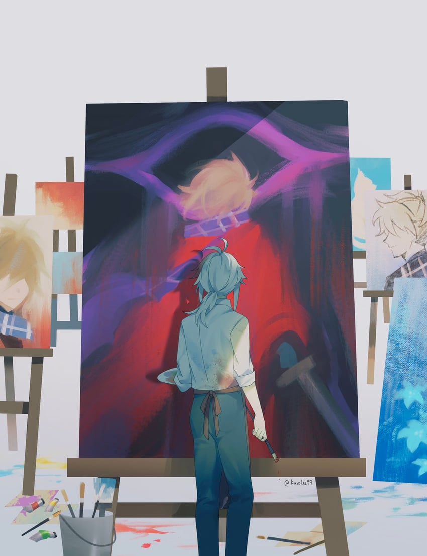 kaedehara kazuha and kazuha's friend (genshin impact) drawn by kuro_lee