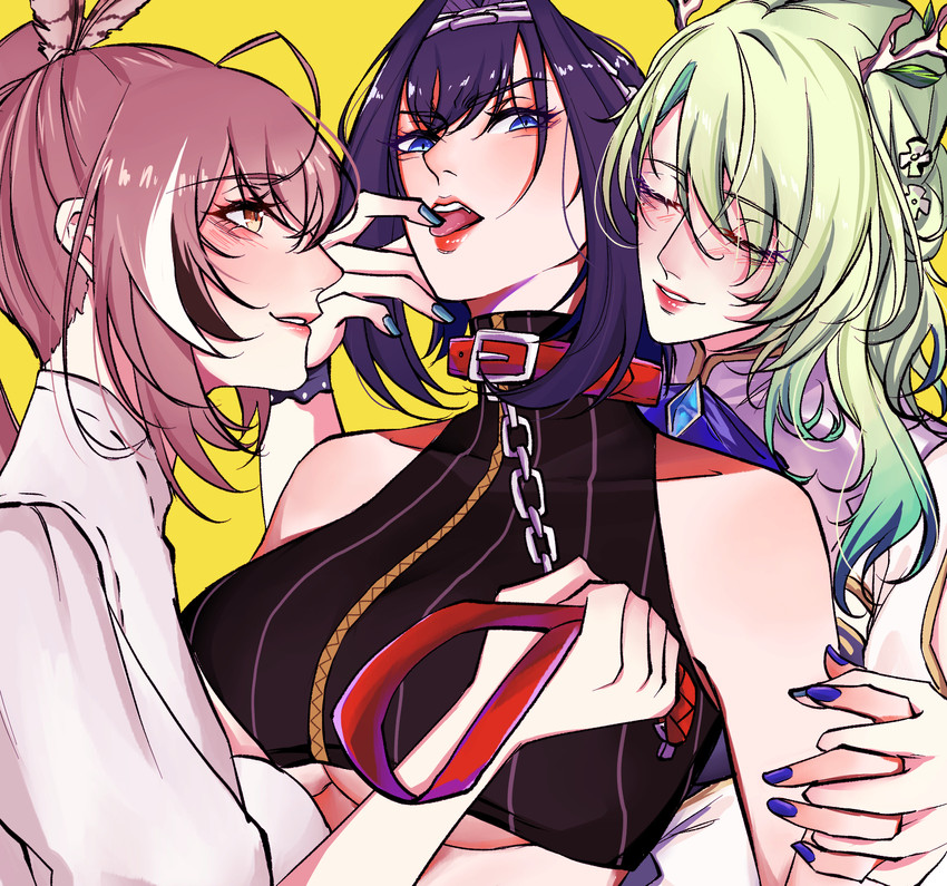 ouro kronii, nanashi mumei, and ceres fauna (hololive and 1 more) drawn by notziegler