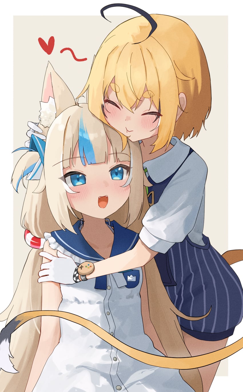 sameko saba and dooby (indie virtual youtuber) drawn by kurushiro1102