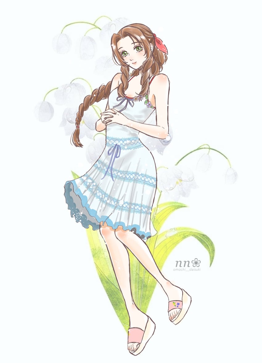 aerith gainsborough (final fantasy and 2 more) drawn by omochi_daisuki