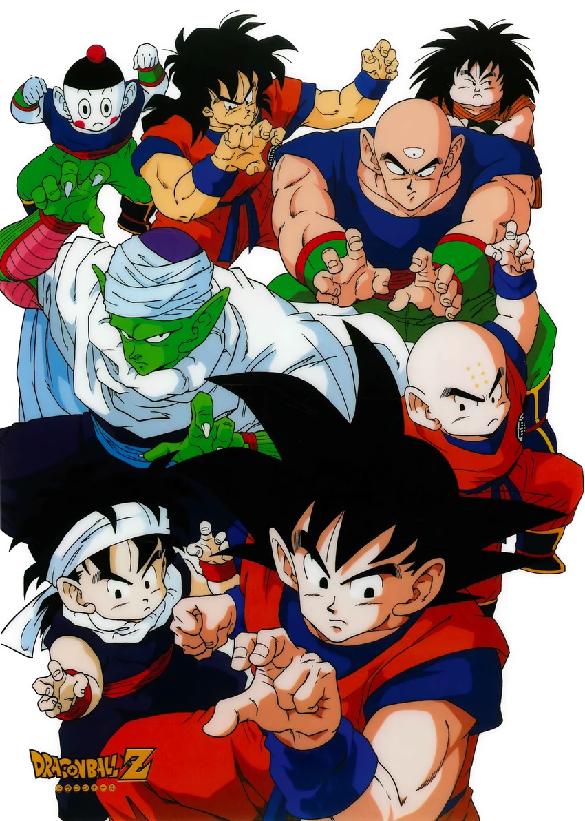 son goku, son gohan, piccolo, kuririn, yamcha, and 3 more (dragon ball and 1 more) drawn by maeda_minoru