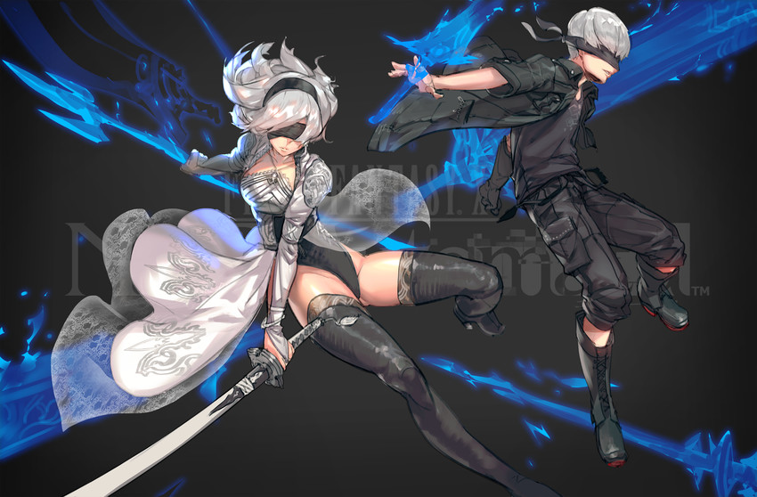 2b, 9s, noctis lucis caelum, and lunafreya nox fleuret (final fantasy and 4 more) drawn by urorong