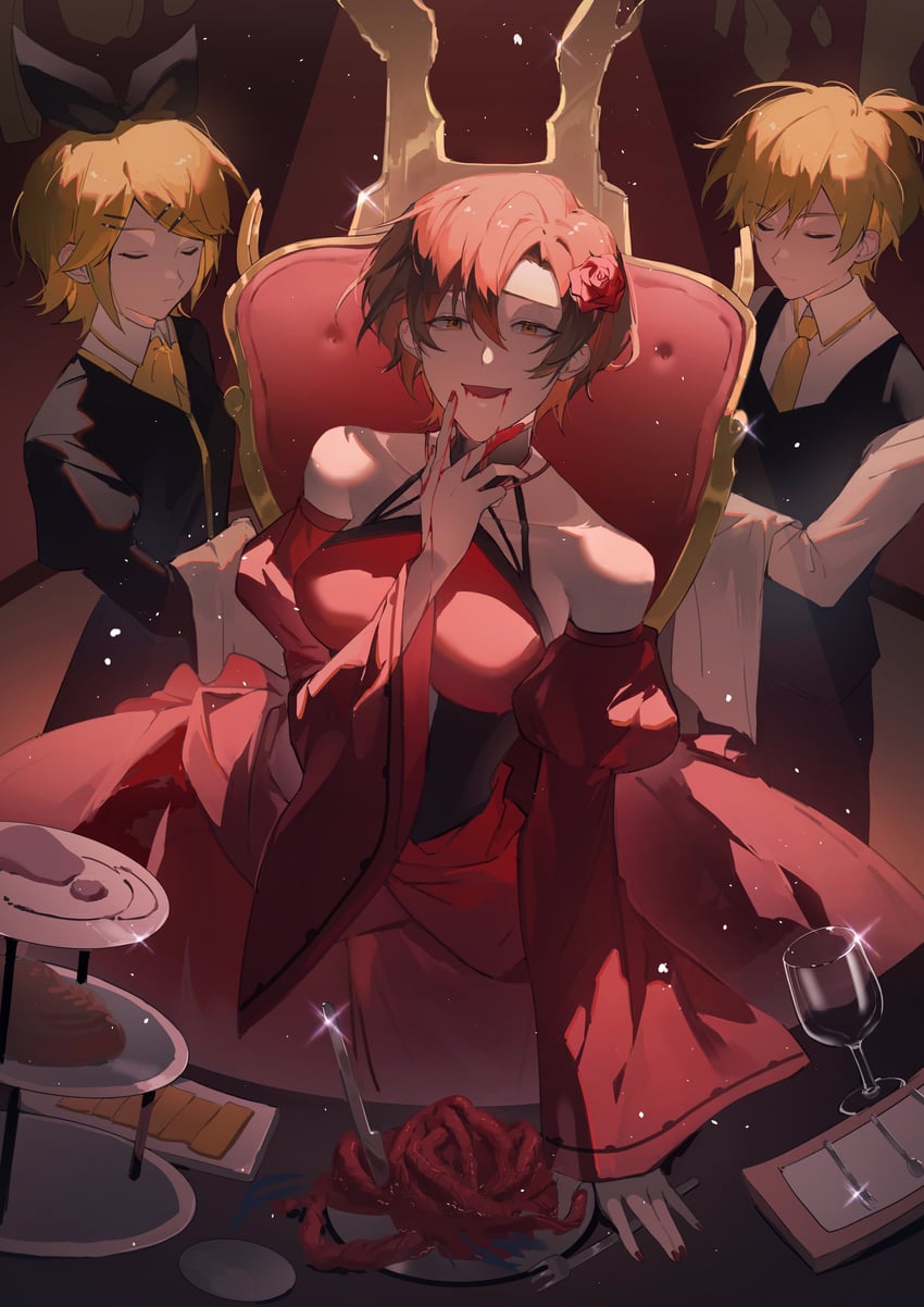 kagamine rin, kagamine len, meiko, banica conchita, arte, and 1 more (vocaloid and 2 more) drawn by huz_(a1438758295)