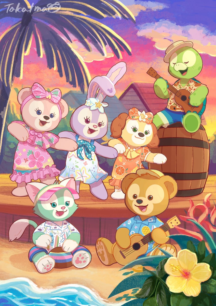 duffy the disney bear, shelliemay, stellalou, gelatoni, cookieann, and 1 more (duffy and friends) drawn by takatmaorange