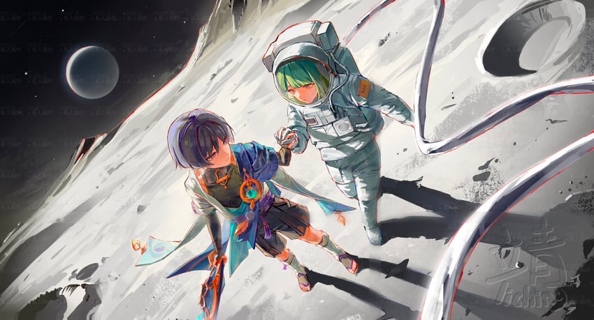 scaramouche and wanderer (original and 1 more) drawn by lic_617