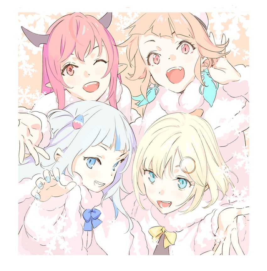 gawr gura, takanashi kiara, watson amelia, and irys (hololive and 3 more) drawn by pako_(pakosun)