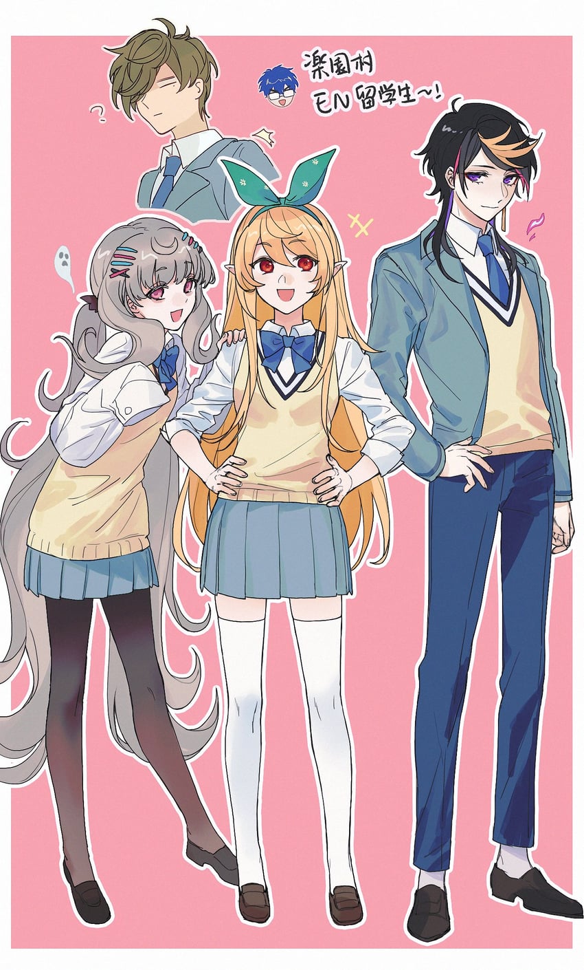 pomu rainpuff, reimu endou, shu yamino, leos vincent, and oliver evans (nijisanji and 1 more) drawn by mizuhashisuika