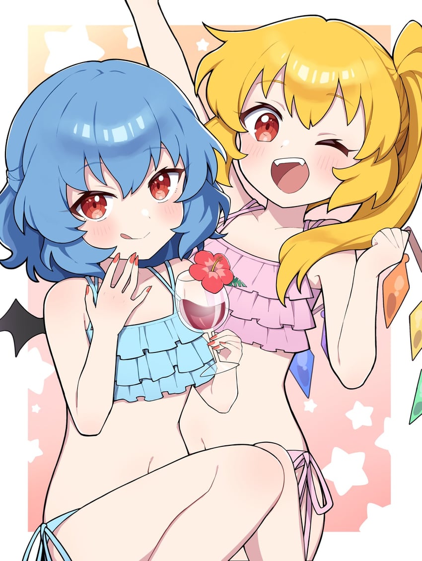 remilia scarlet and flandre scarlet (touhou) drawn by miz_(mizillustration)