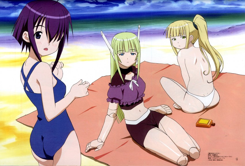 evangeline a.k. mcdowell, miyazaki nodoka, and karakuri chachamaru (megami magazine and 1 more) drawn by katou_masayuki
