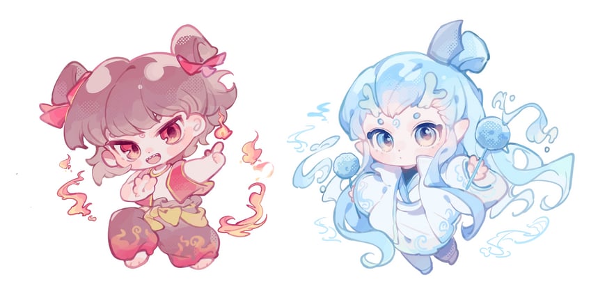 ao bing and nezha (nezha zhi motong jiangshi) drawn by ww_(meiyou_xiang_chide)