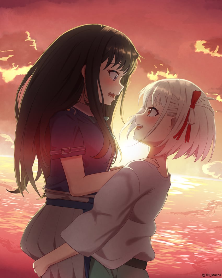 nishikigi chisato and inoue takina (lycoris recoil) drawn by thomas_nguyen