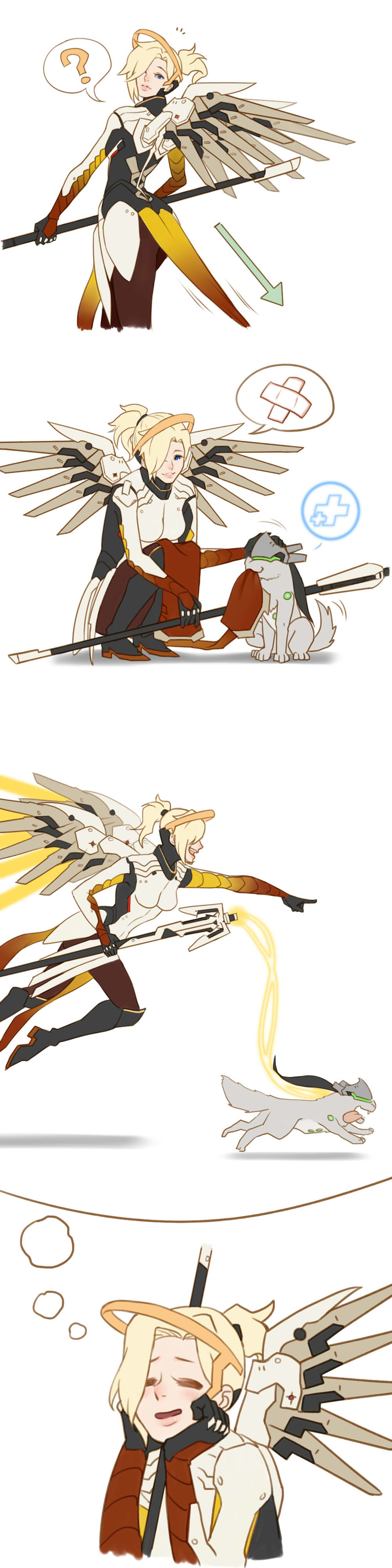 mercy and genji (overwatch and 1 more) drawn by squidsmith