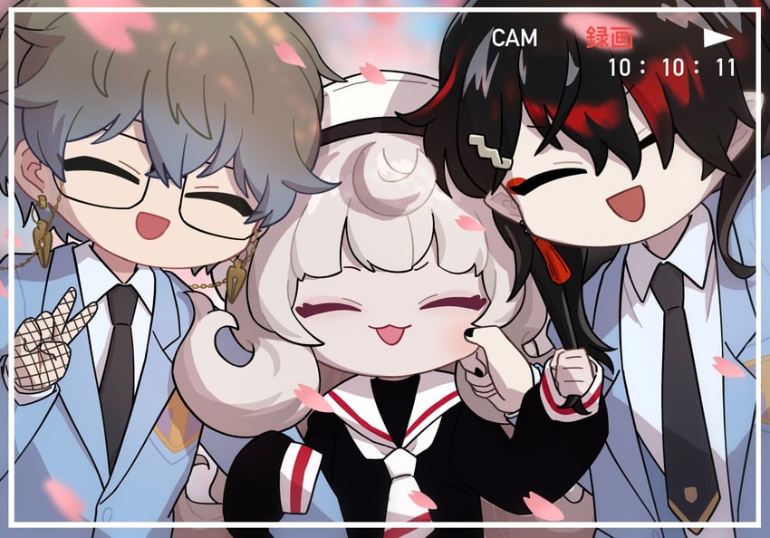 kinomoto sakura, ike eveland, vox akuma, and reimu endou (nijisanji and 2 more) drawn by 3wwwater