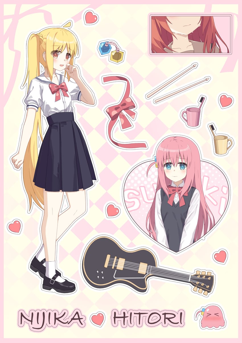 gotoh hitori, kita ikuyo, and ijichi nijika (bocchi the rock!) drawn by ruan_qin