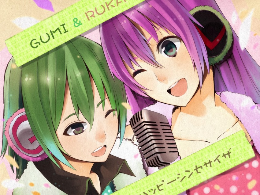 megurine luka and gumi (vocaloid and 1 more) drawn by ichiko_oharu