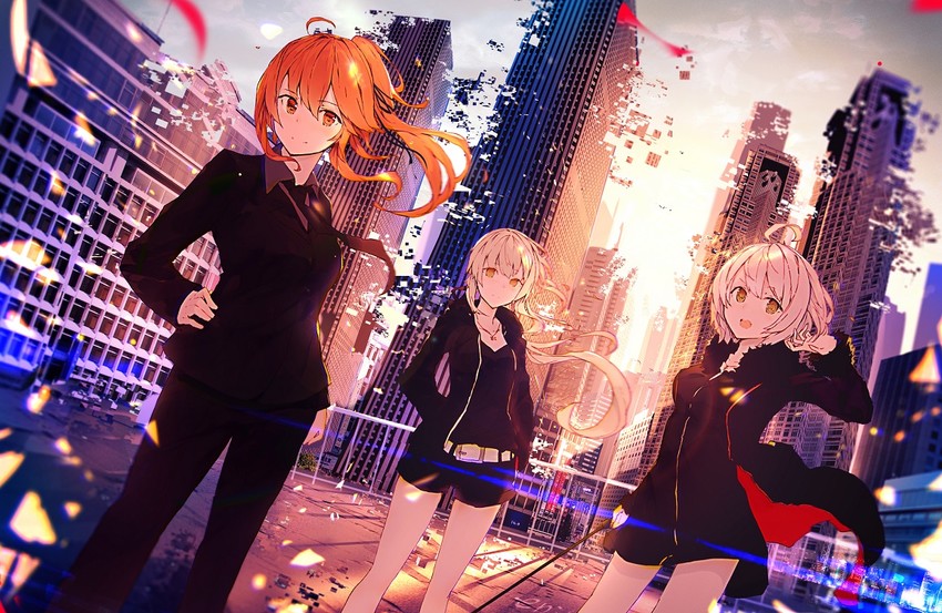 artoria pendragon, fujimaru ritsuka, jeanne d'arc alter, and saber alter (fate and 1 more) drawn by enj!