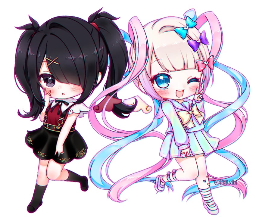chouzetsusaikawa tenshi-chan and ame-chan (needy girl overdose) drawn by gelulu